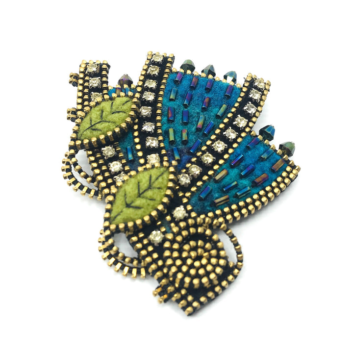 Leaf & Swirl Mixed Media Brooch by Odile Gova