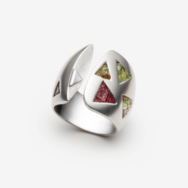 Glass and Spinel Silver Ring by Petra Luz