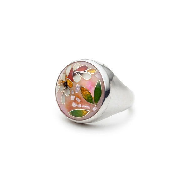 Pink Enamelled Sterling Silver Ring by Gayane Avetisyan