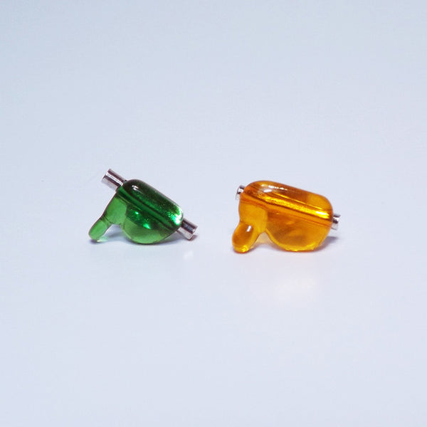 Goo Stud Earrings in Orange and Green by Vanessa Shum