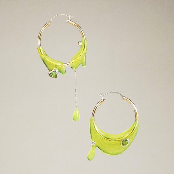 Oozing Earrings No. 1 in Yellow-Green by Vanessa Shum