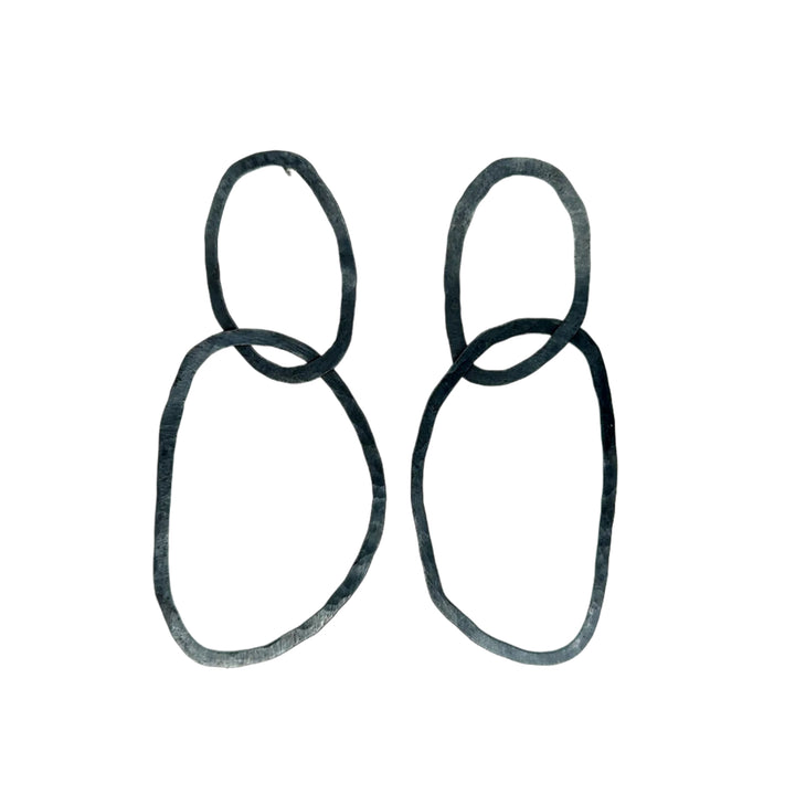 Large Oxidized Oval Double Loop Earrings by Shelley Blair