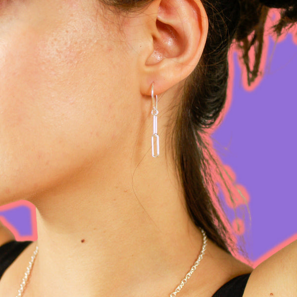 Anex Short Drop Earrings in Sterling Silver by Lena Binnington