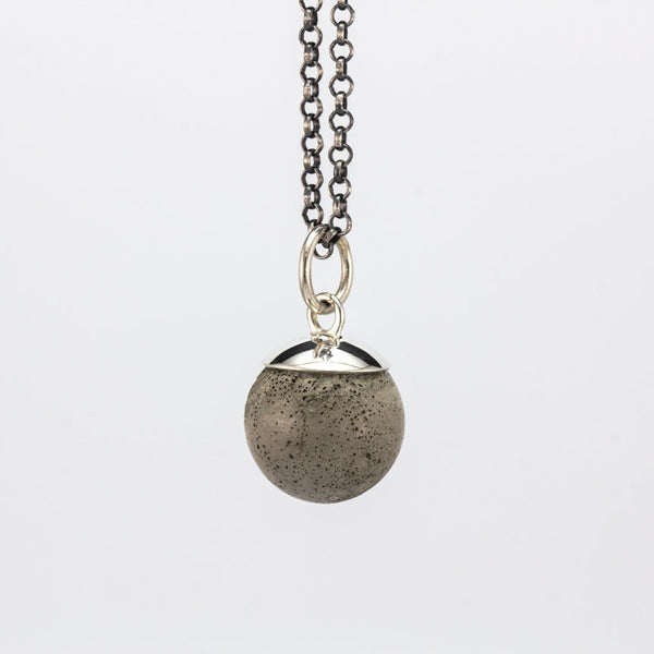 Concrete Sphere Necklace in Grey by Catrie