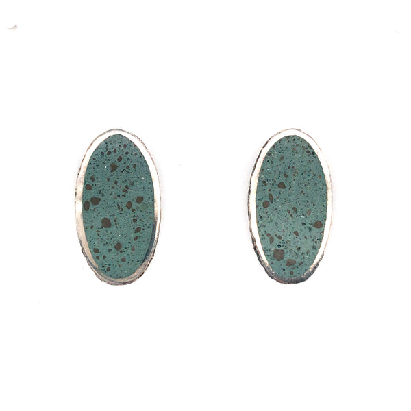 Large Green  Lupin Stud Earrings in Concrete by Catrie