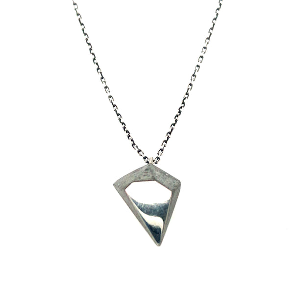 Pyramidal Pendant Necklace in Silver and Concrete by Catrie