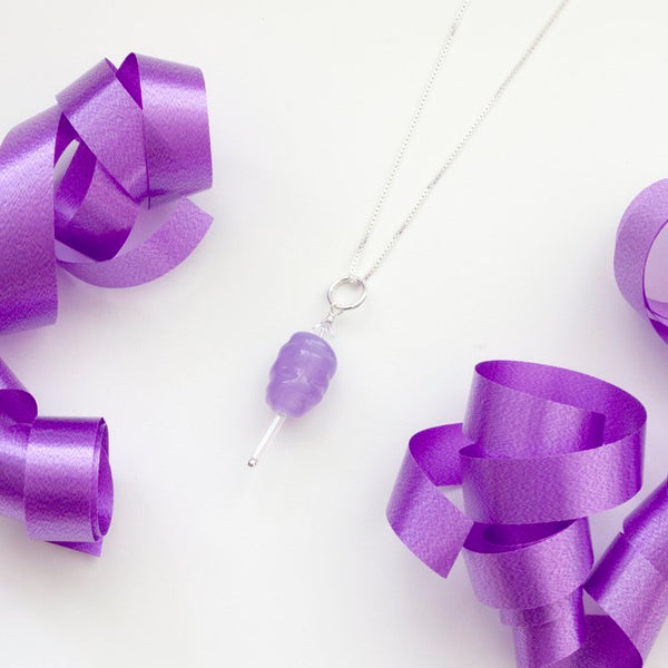 Glass Cotton Candy Necklace in Purple by Emma Gerard