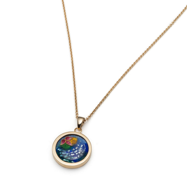 Blue Cloisonne Enamel 14k Gold Pendant by Gayane Avetisyan