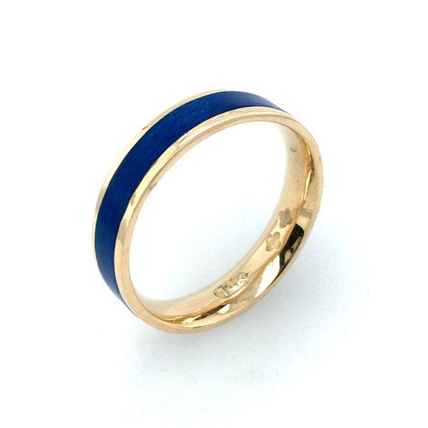 Manic Blue Silk and Gold Ring (size 12.5) by Michaud Michaud