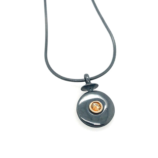 Bateau Citrine and Black Sterling Silver Pendant by Michaud Michaud