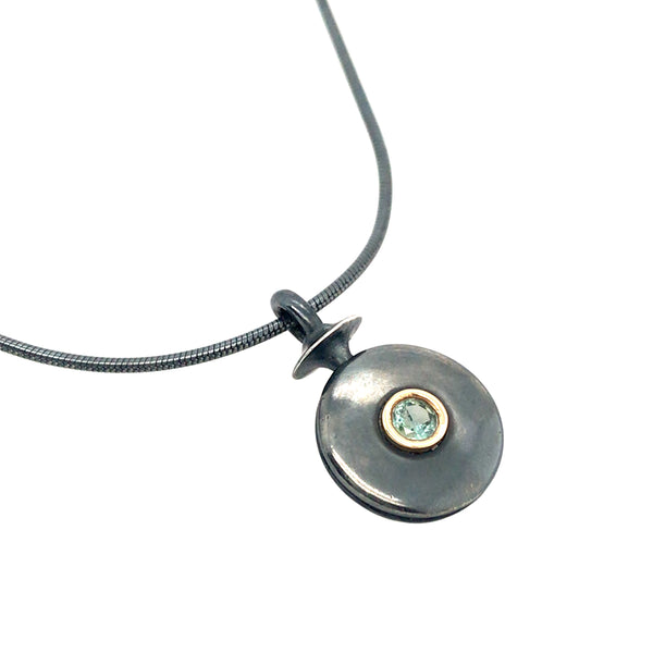 Bateau Sapphire and Black Sterling Silver Pendant by Michaud Michaud