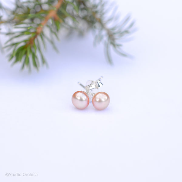 Peach Pearl Studs by Lena Binnington