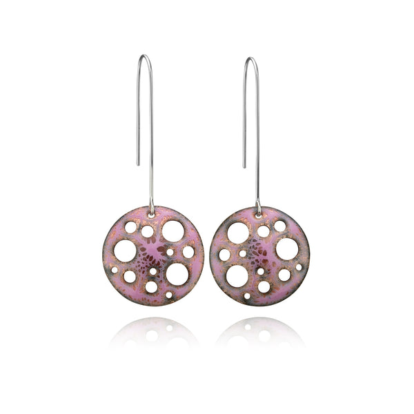 Crackle Moon Earrings in Pink by Lena Binnington