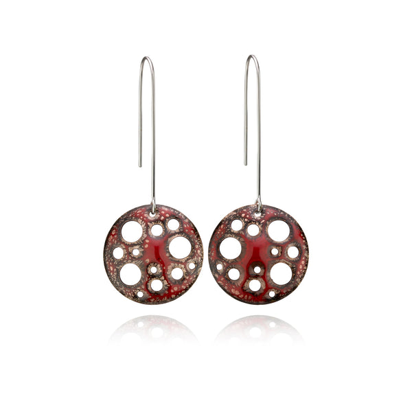 Crackle Moon Earrings in Red by Lena Binnington