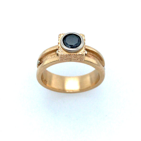 Black Diamond in 14k Gold Ring by Vivienne Jones