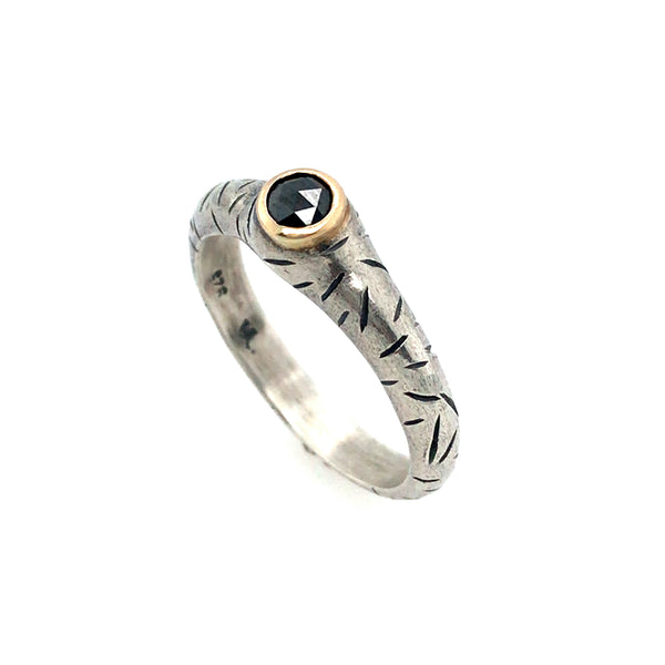 Black Diamond Sterling Ring by Vivienne Jones